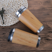 Bouteille d'eau en bambou naturel à Double paroi personnalisée, tasse à café et thé en acier inoxydable avec infuseur, vente en gros