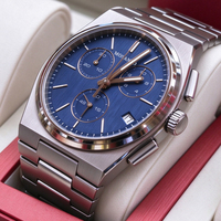 Jam Tangan Pria Quartz Chronograph T137 Grosir, Mesin ETA Multifungsi, Dial Biru, Tahan Air, Bahan Stainless Steel