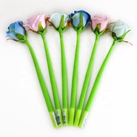 O&Q Venta al por Mayor Bolígrafo de Gel de Lujo de 0.5mm para el Día de San Valentín Hermosa Rosa Azul Bolígrafo Promocional de Regalo con Logotipo Personalizable de Goma