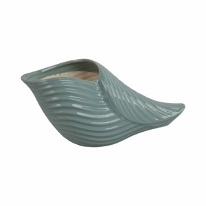 Vaso in ceramica a forma di onda, in gres costiero, per piante da interno ed esterno - Product Image 1