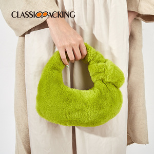 Borsa da <span class=keywords><strong>Donna</strong></span> in Peluche Effetto Pelliccia, Borsetta Morbida Annodata, Piccola Borsa per Cosmetici e Trucchi, Mini Borsa di Lusso Soffice per Autunno e Inverno - Product Image 5