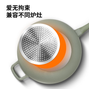 Lanya Non Stick Wok Avocado Green With Lid Induction Compatible Easy Cleaning Saute Pan - Product Image 2