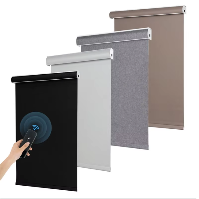 Indoor Electric Automated Motorized Smart Remote Control Battery Modern Office Blackout Roller Blinds