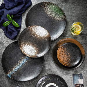 Assiette à dîner en céramique personnalisée à succès, 6 7 8 9 10 pouces, ronde, mate, en ardoise, <span class=keywords><strong>assiettes</strong></span> à steak pour la maison et les restaurants d'hôtels - Product Image 3