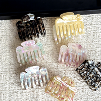 Pince à cheveux en acétate élégante pour femme, avec logo personnalisé, texture double dentelle, pour queue de cheval haute, 5,5 cm, tailles moyenne et petite
