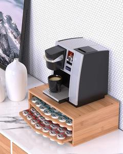 70 Capacity 2-tier Bamboo Keurig new design K Cup Coffee Pod rack Kcup Holder Storage Organizer with Drawer storage