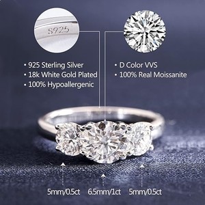 Bague <span class=keywords><strong>de</strong></span> mariage en moissanite pour femme, alliances éternité en argent sterling 925, bague d'anniversaire plaquée or blanc - Product Image 2