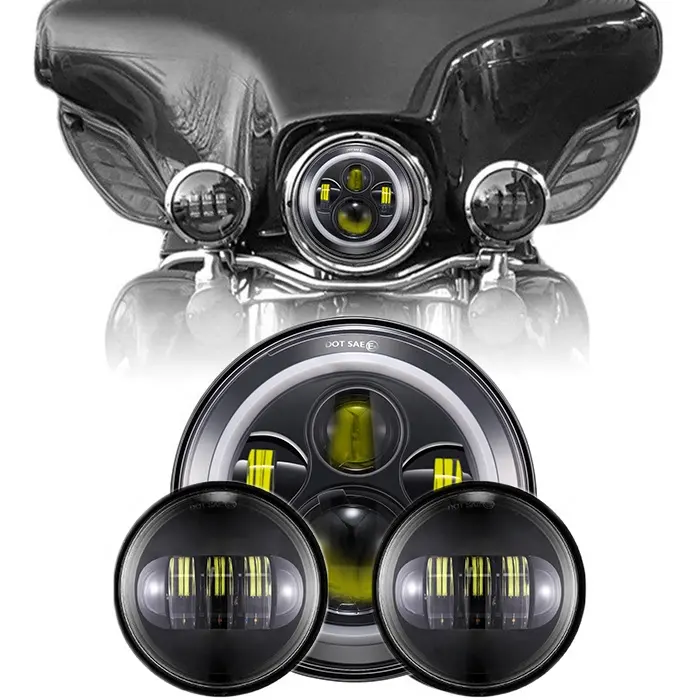 Untuk Harley Motor Lampu Kit LED 7 Inch Bulat Headlight 4.5 Inci Lampu Kabut untuk Harleydavidson Street Glide 2006-2013