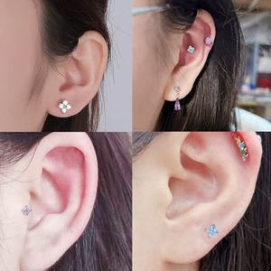 Pendientes de Titanio F136 para Boda, con Degradado y Circonita 5A, Piercing Labial y Helix con Rosca Interna, Joyería Corporal - Product Image 3