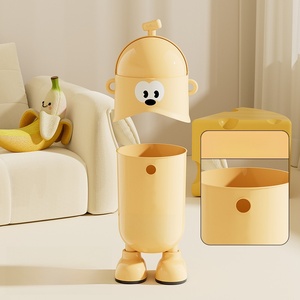 Cubo de basura con tapa, estilo moderno, para sala de estar y dormitorio, grande, grueso, con diseño de dibujos animados, que no se dobla. - Product Image 2