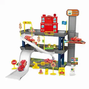 Jouets de <span class=keywords><strong>garage</strong></span> pour enfants, circuit de voitures en métal, stationnement DIY, véhicules miniatures, camion de pompiers, jouet pour enfants - Product Image 1