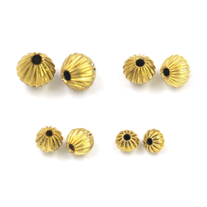 Cuentas Huecas de Latón Corrugado en Forma de Gota de Pera, Cuentas Metálicas Acanaladas <span class=keywords><strong>para</strong></span> Manualidades, Joyería, Fornituras y Componentes de Joyería - Product Image 3