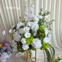Bouquet de fleurs artificielles en soie blanc et vert avec herbe d'amarante suspendue, centre de table décoratif 5D – Vente chaude directe usine