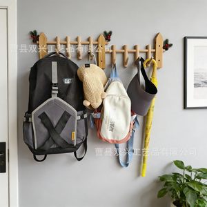 Wooden Wall Mounted <b>Coat</b> Rack Solid <b>Wood</b> <b>Hooks</b> For Clothes Keys Storage Rectangle Durable Entrance Rack - Product Image 5