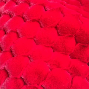 Suministro directo de fábrica, tela de piel de conejo Jacquard rojo de concha de tortuga para prendas, mantas <span class=keywords><strong>Homedeco</strong></span> - Product Image 6