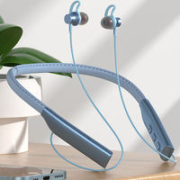 Nouveaux écouteurs sans fil Bluetooth en cuir PU à tour de cou, oreillettes sport sans fil 5.0, casque sans fil