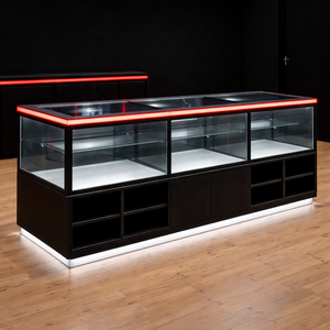 Vitrine d'exposition en verre moderne sur mesure avec éclairage LED pour magasin d'ordinateurs et de jeux vidéo - Product Image 1