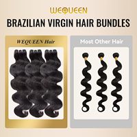 Cheveux Humains Ondulés Body Wave 16A, Lots de Cheveux Vierges Brésiliens Soyeux et Doux, Tissage Épais 24-28 Pouces, Noir Naturel, Chine, 11,99 Ounces