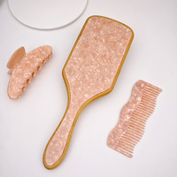 Brosse démêlante à coussin d'air naturelle pour cheveux bouclés, ensemble peigne et brosse, brosse sèche-cheveux en acétate, brosse à cheveux