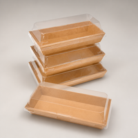 Boîte en papier kraft en gros avec couvercle gaufré, compatible micro-ondes, écologique, en vrac pour les snacks, les plats à emporter et les restaurants