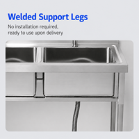 Wastafel Workstation Stainless Steel Desain Khusus yang Tahan Lama dengan Talenan untuk Stasiun Koki Profesional