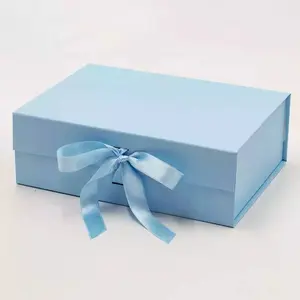 개인화된 대량 빛 아기 파란 자석 뚜껑 리본 유품 선물 상자 도매