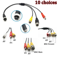 M12 4 pines cabeza de aviación hembra a BNC/RCA/DC Cámara CCTV adaptador AV conector Cable