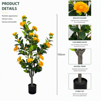 Bouquet de fleurs artificielles de camélia de 100 cm, plante en soie artificielle en pleine floraison pour la décoration de la maison, du salon ou d'un mariage
