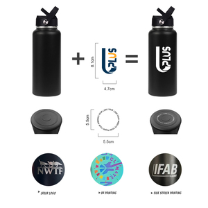 Personalised Stainless Steel Water Bottle Black 1000ml Water Flask Custom Logo Bpa Free Thermos Cup Wide Mouth Sports Bottle