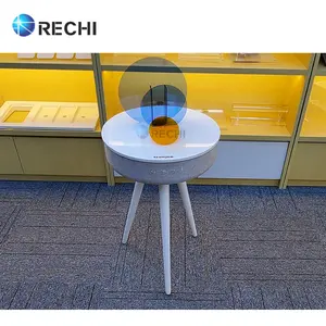 RECHI เฟอร์นิเจอร์ห้องนั่งเล่นสมาร์ทโต๊ะไม้ลำโพงไร้สายโต๊ะกาแฟพร้อมที่ชาร์จไร้สายสำหรับสมาร์ทโฟน