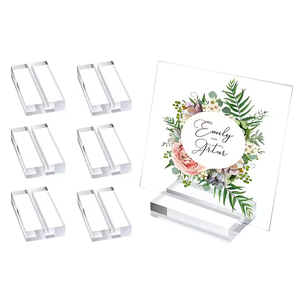 Penyangga Nomor Meja Persegi, Tempat Kartu Nama Meja Kustom, Penyangga Tanda Nama Akrilik Ramah Lingkungan, Tahan Lama, Modern, Kartu Nama Bisnis - Product Image 1
