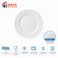 Assiette plate à bords larges en plastique empilable, incassable, résistante au lave-vaisselle et au micro-ondes, écologique Hengyuan, 7 pouces, pour la restauration