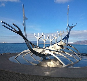 Sculpture de <span class=keywords><strong>voyage</strong></span> en métal, pour décoration de bord de mer, bateau abstrait, en acier inoxydable - Product Image 3