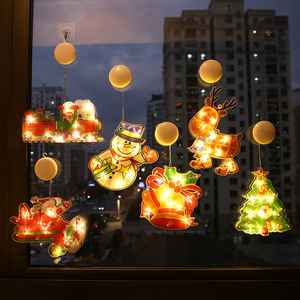Ornement de Noël en PVC personnalisé avec LED Décoration de fenêtre IP65 Ventouse <span class=keywords><strong>Lanterne</strong></span> Bonhomme de neige Cloche de renne Boîte à piles Suspendue Noël - Product Image 4
