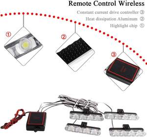 Luz de parrilla de montaje en superficie DC12V, lámpara de faro intermitente de emergencia remota inalámbrica, luz estroboscópica de advertencia externa, 4x4LED, 1 a 4 - Product Image 4
