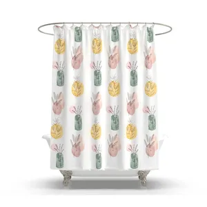 Cortina de banho estampada personalizada, conjunto de cortina de banheiro para banheiro