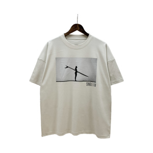 T-shirt in Cotone Mercerizzato Vestibilità Ampia, Maglietta Corta Streetwear con Stampa Personalizzata e Orlo Grezzo per Uomo - Product Image 2