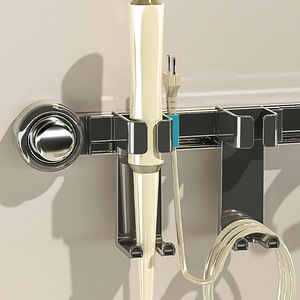 Suction Cup Hair Dryer Holder Wall Mounted Punch Free Storage Rack For Bathroom Hair Tools Organizer - Product Image 2