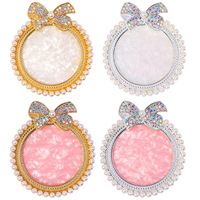 Palette de mélange pour ongles avec nœud en strass, plateau de présentation de gel à bord perlé, vente en gros