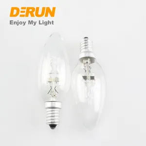 CE RoHS lampu lilin kaca bening, Bohlam Halogen ramah lingkungan hemat energi C35 25W 40W 60W 75W 100W 230V E14 E27 untuk penerangan dalam ruangan