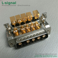 Conector RF Coaxial en Ángulo Combo D Sub 5W5 Macho con Arpón