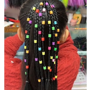 All'ingrosso principessa di colore del bambino treccia capelli parrucche per ragazze capelli coda di cavallo per bambini parrucca treccia cravatta con perline estensione dei capelli - Product Image 4