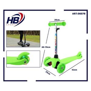Patinete Infantil de Tres Ruedas HB Sport, 60-70 cm, Verde con Luces, Altura Ajustable, Freno Trasero para Uso en Exteriores - Product Image 1