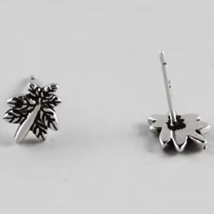 LT-03 925 boucles d'oreilles en argent Sterling feuille Vint boucles d'oreilles en gros femmes coréennes mode boucles d'oreilles - Product Image 1