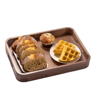 Japanese Style Rectangular Solid Wood <b>Tray</b> With Handles For Serving Food And <b>Tea</b> - Product Image 5