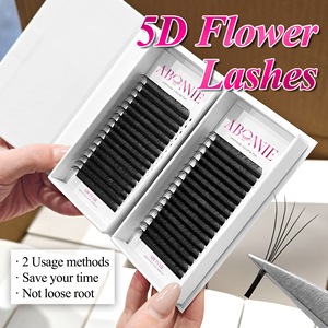 Abonnie 0,07 marrón 5D flor Ángel bandejas para pestañas Color Mega clásico prefabricado aspecto húmedo cerrado ventilador picos extensión de pestañas suministros - Product Image 1