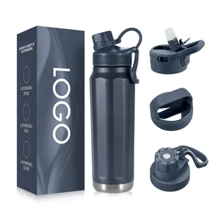 Botol air Stainless Steel 32oz 40oz, botol air Steelwater vakum terisolasi mulut lebar dinding ganda termos olahraga