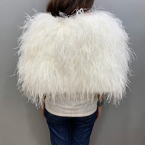 Mantelle di <span class=keywords><strong>piume</strong></span> di lusso sposa Poncho sposa piuma di struzzo scialle bianco per le donne - Product Image 3