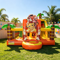 Château gonflable commercial pour parc d'attractions, combo château sauteur et structure de saut pour enfants, thème lion safari