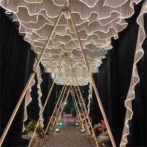 Voilage de plafond en mousseline de soie en forme de S JIN PENG avec bande lumineuse LED pour la décoration de mariages et d'événements - Product Image 3